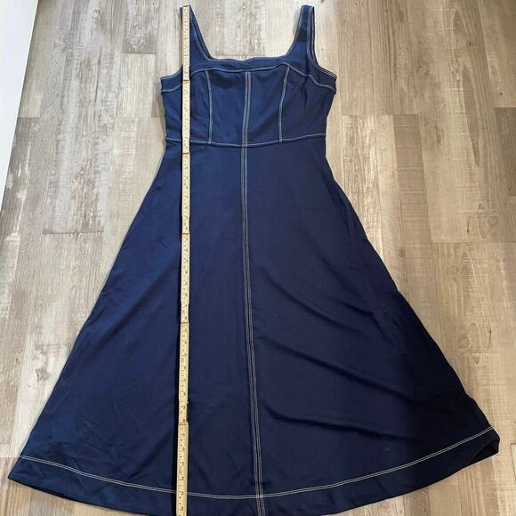 LOFT Topstitched Square Neck Midi Dress size 8 - Picture 6 of 14